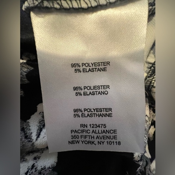 Ellen Tracy flare pants black w/ white flowers wrinkle resistant tie waist S - Picture 4 of 11